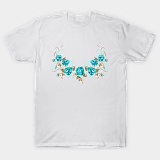 Symmetrical garland with turquoise roses T-Shirt